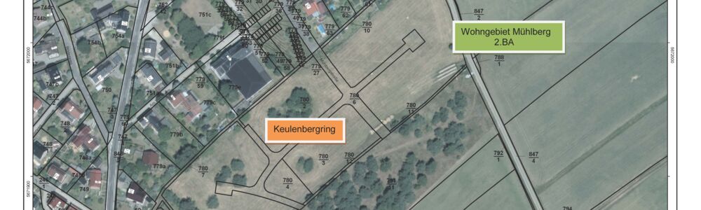 Luftbild - Plan vom künfigen Wohngebiet Muehlberg in Lomnitz